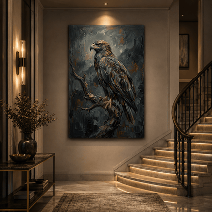 Majestic Eagle Canvas Wall Art – Moody Wildlife Bird Painting for Modern Rustic Decor - ART OF ROYALS