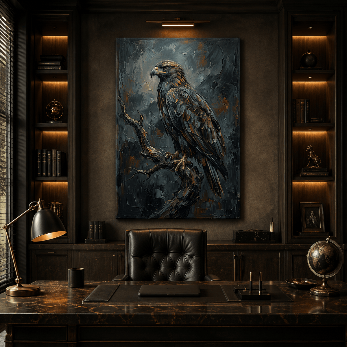 Majestic Eagle Canvas Wall Art – Moody Wildlife Bird Painting for Modern Rustic Decor - ART OF ROYALS