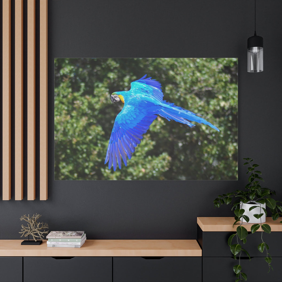Majestic Flight: Blue Macaw Canvas Wall Art - ART OF ROYALS