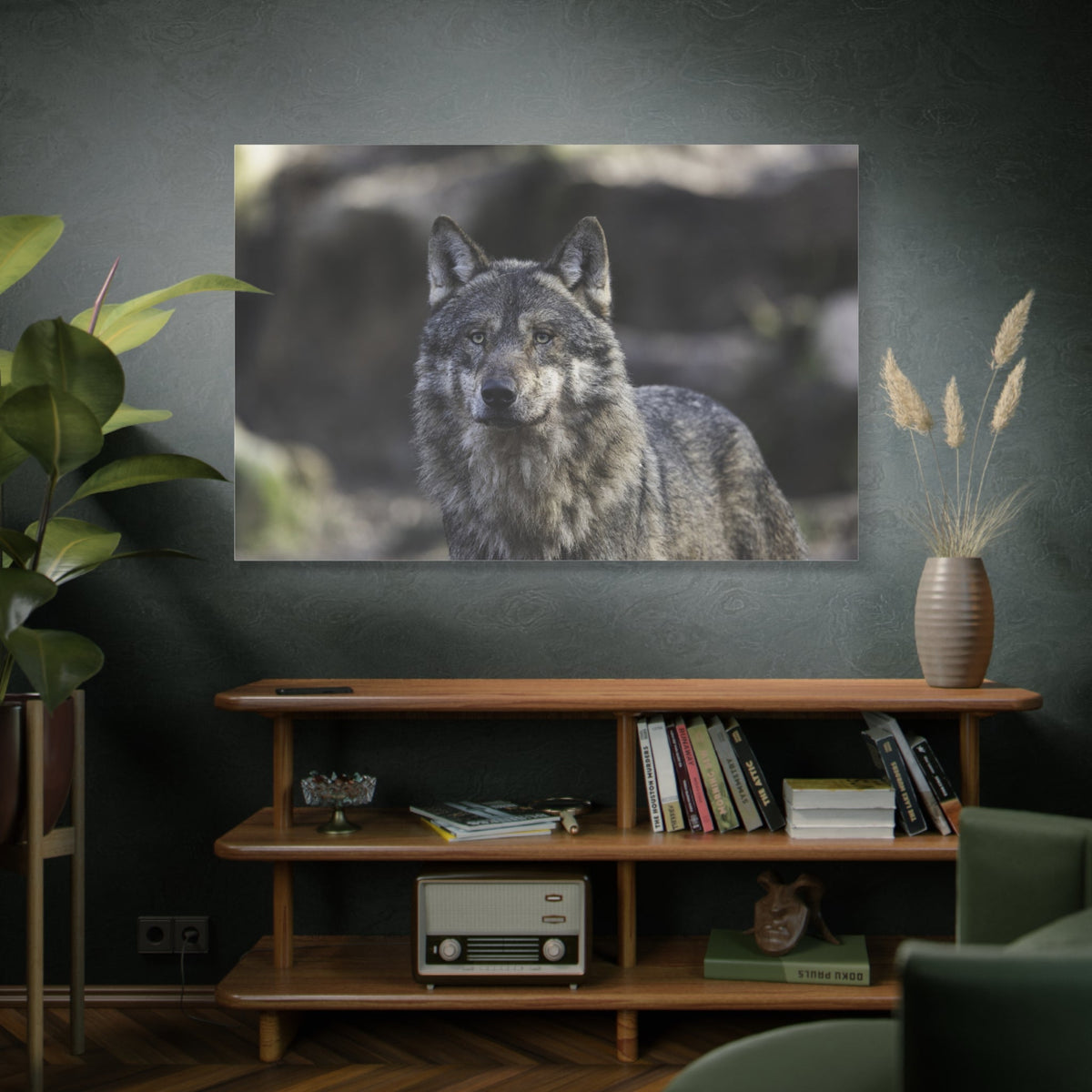 Majestic Gray Wolf Canvas Wall Art – Wild Elegance Redefined - ART OF ROYALS