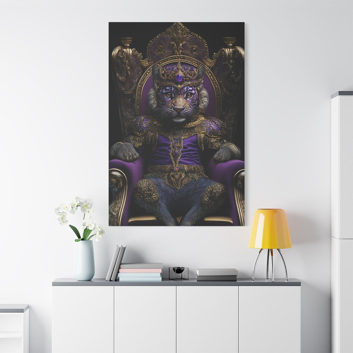 Majestic Monarch – The Regal Lion of Gold & Purple - ART OF ROYALS