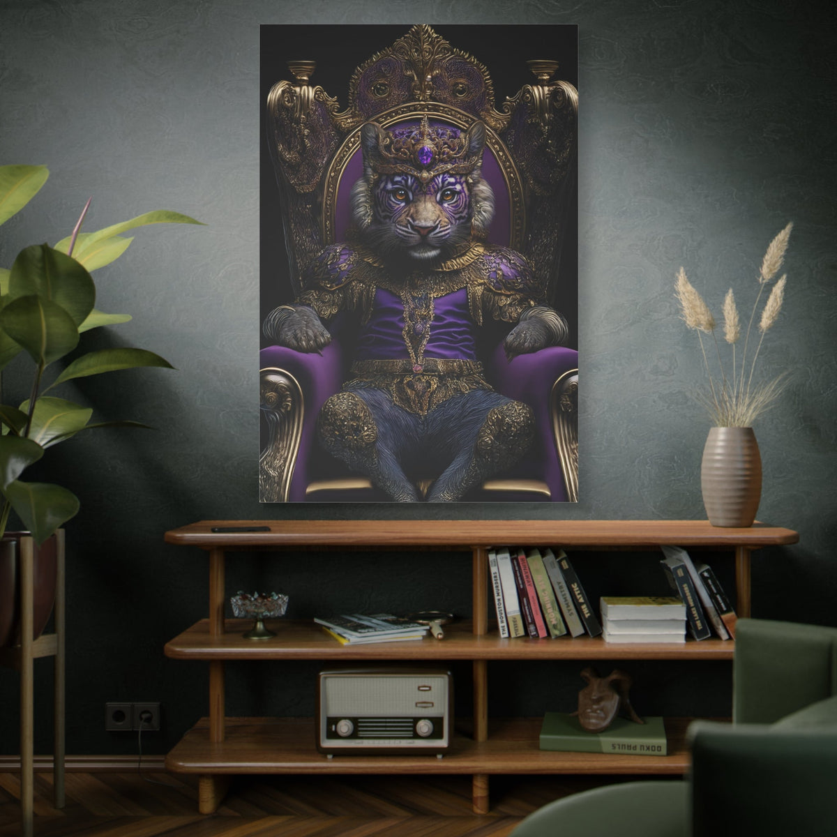 Majestic Monarch – The Regal Lion of Gold & Purple - ART OF ROYALS