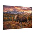 Majestic Moose in Autumn Wilderness Canvas Wall Art – Mountain Sunset Wildlife Decor