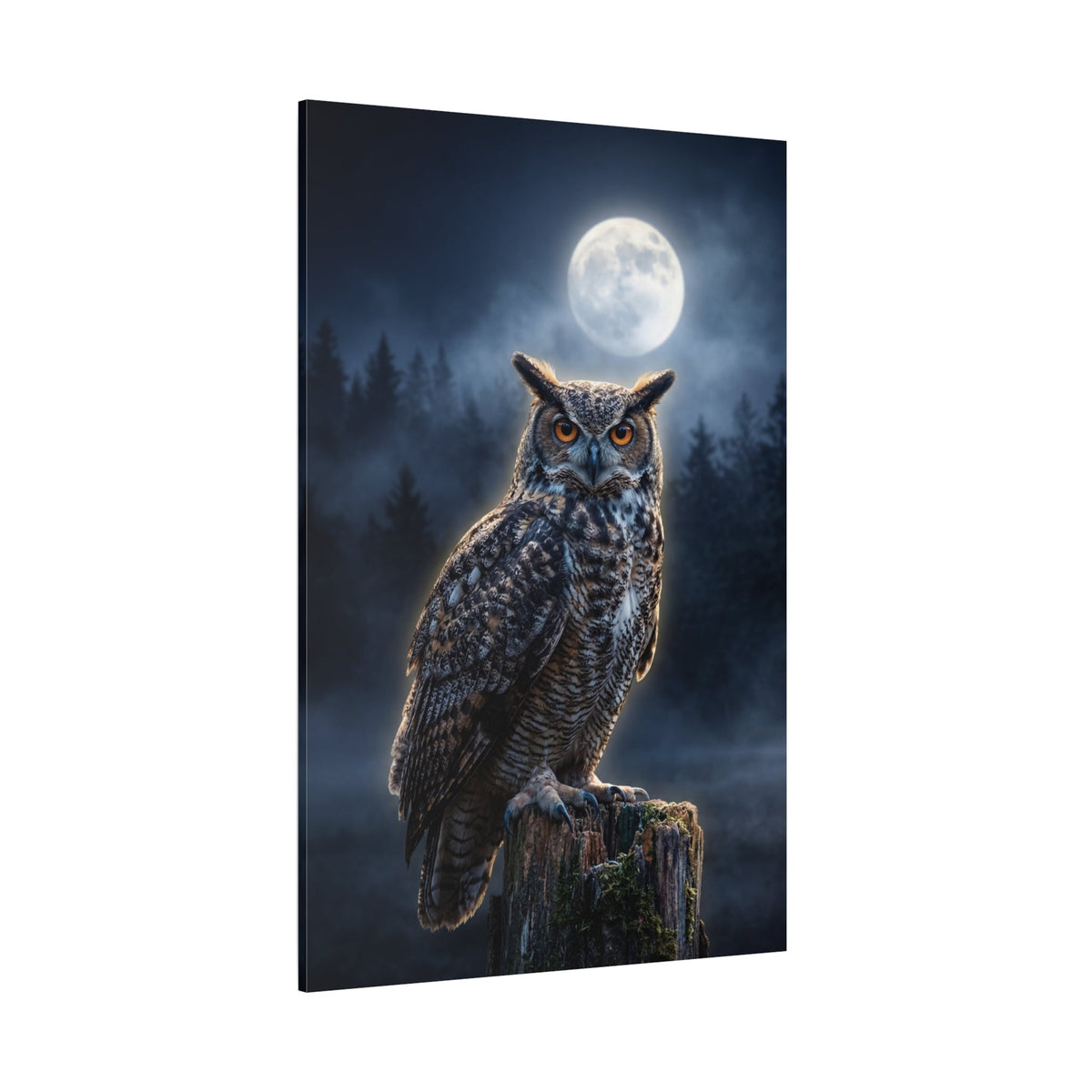 Majestic Owl Under Full Moon Canvas Wall Art – Mystical Night Wildlife Decor - ART OF ROYALS