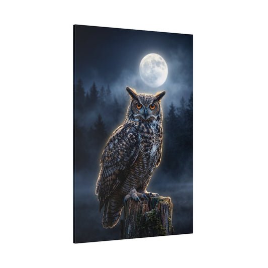 Majestic Owl Under Full Moon Canvas Wall Art – Mystical Night Wildlife Decor - ART OF ROYALS