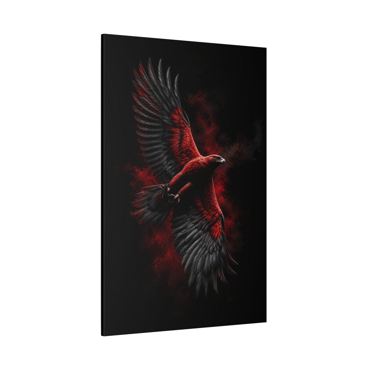 Majestic Red & Black Eagle Canvas Wall Art – Dark Gothic Bird Wings Artwork - ART OF ROYALS