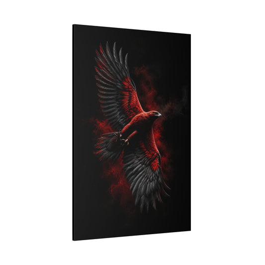 Majestic Red & Black Eagle Canvas Wall Art – Dark Gothic Bird Wings Artwork - ART OF ROYALS