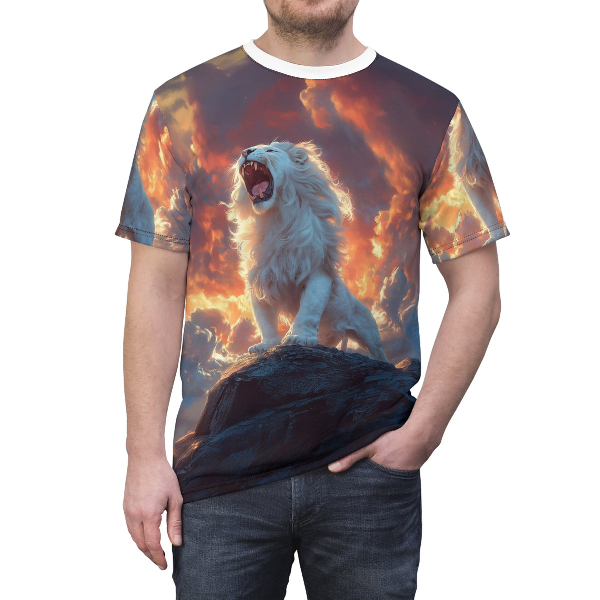 Majestic White Lion Roar – T-Shirt - ART OF ROYALS