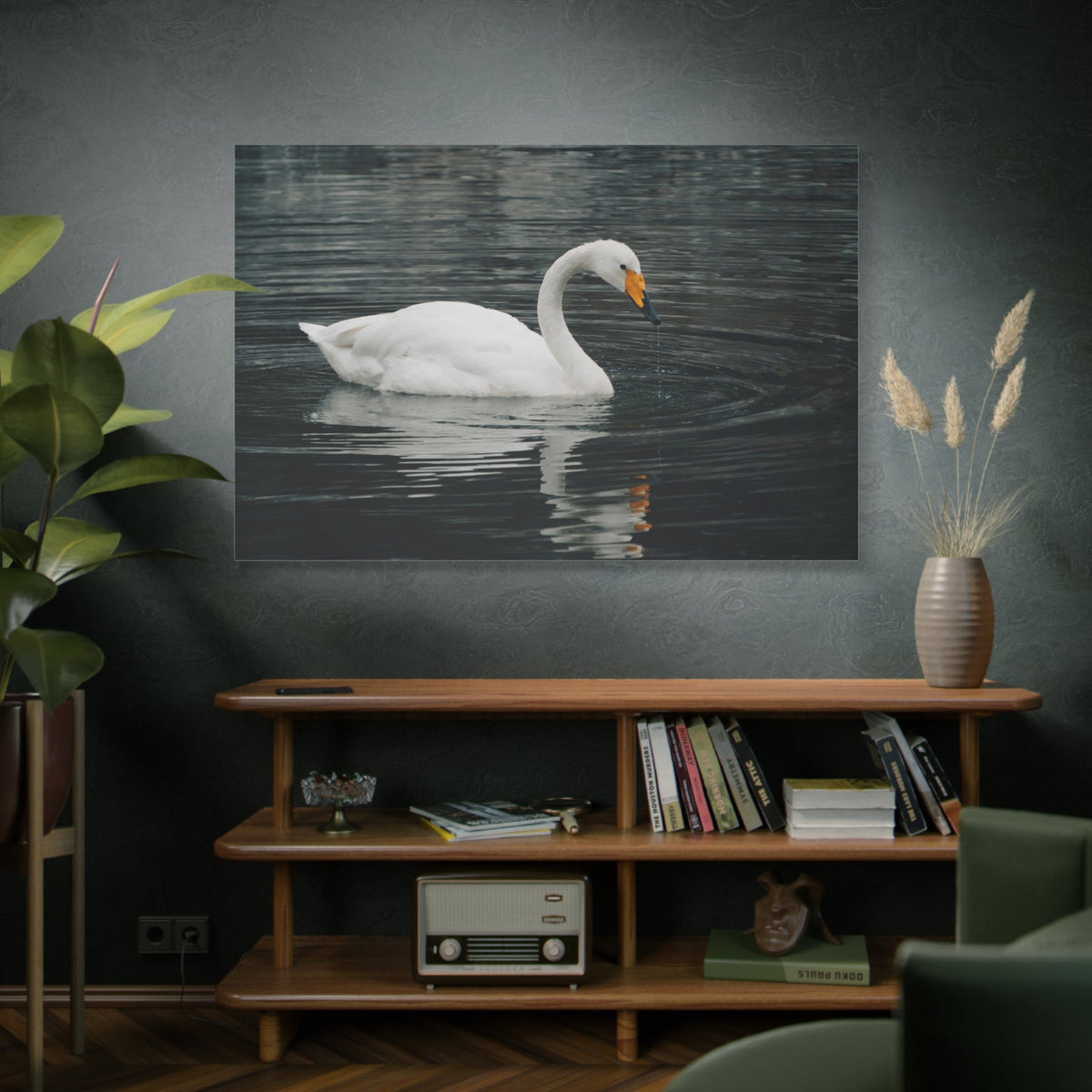Majestic White Swan Canvas Wall Art – Serenity and Grace - ART OF ROYALS