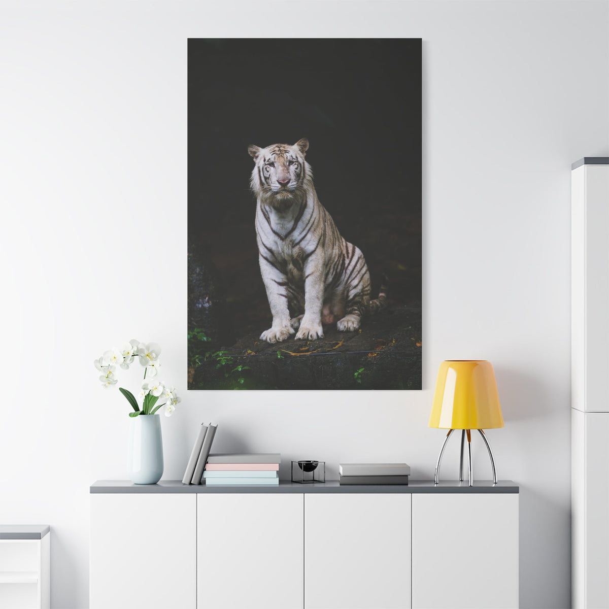 Majestic White Tiger Canvas Wall Art – A Fierce Beauty - ART OF ROYALS