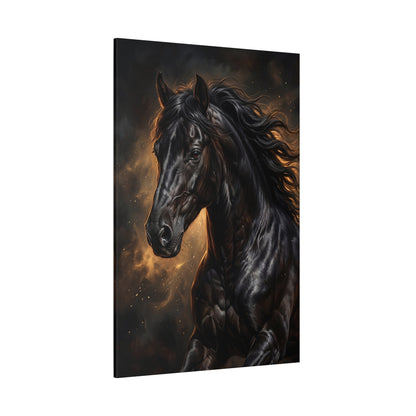 Midnight Majesty Black Stallion Canvas Wall Art – Luxury Horse Wall Decor for Modern Interiors - ART OF ROYALS
