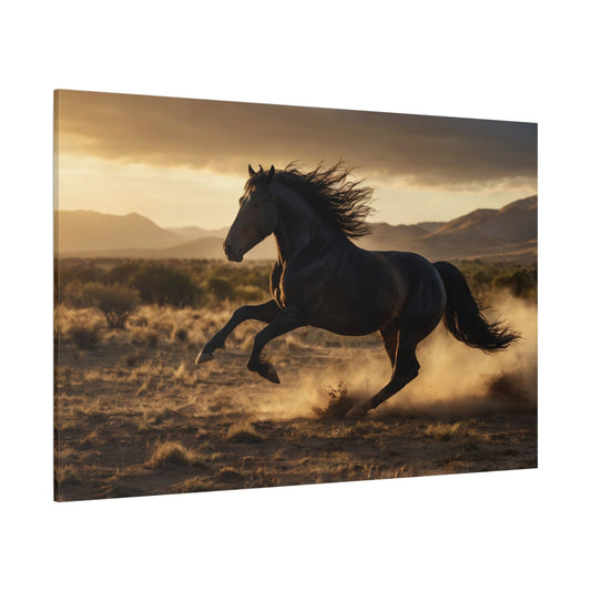 Midnight Majesty – Black Stallion in Motion - ART OF ROYALS