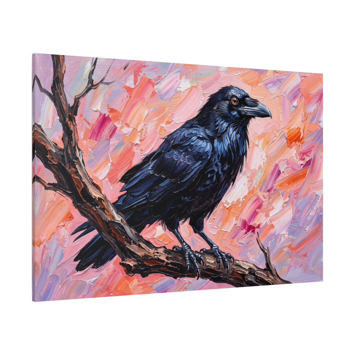 Midnight Raven Abstract Black Bird Canvas Wall Art – Modern Gothic Raven Decor - ART OF ROYALS