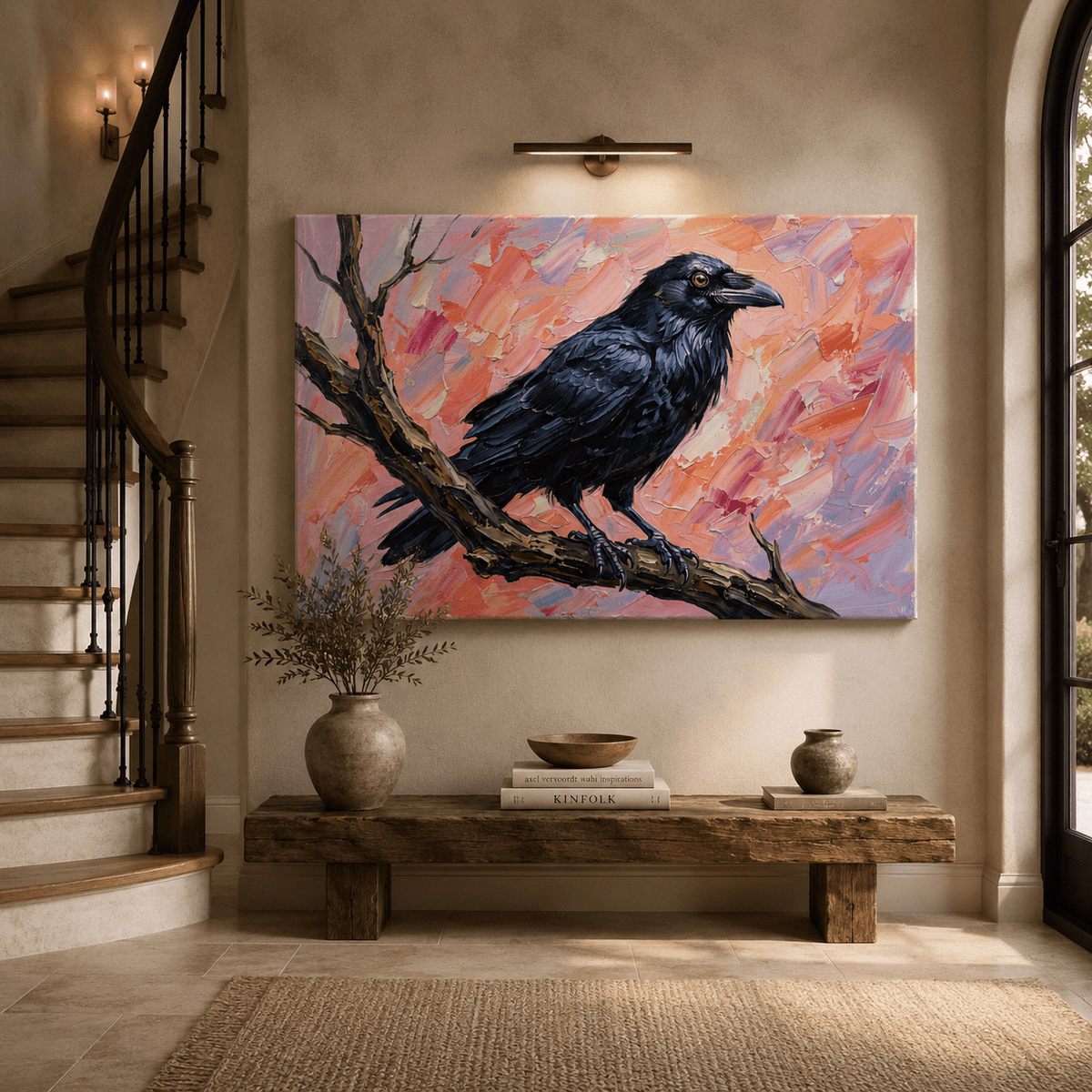 Midnight Raven Abstract Black Bird Canvas Wall Art – Modern Gothic Raven Decor - ART OF ROYALS