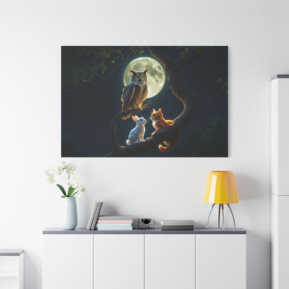 Moonlit Owl Canvas Wall Art – Luxury Night Forest Wildlife Canvas Print - ART OF ROYALS