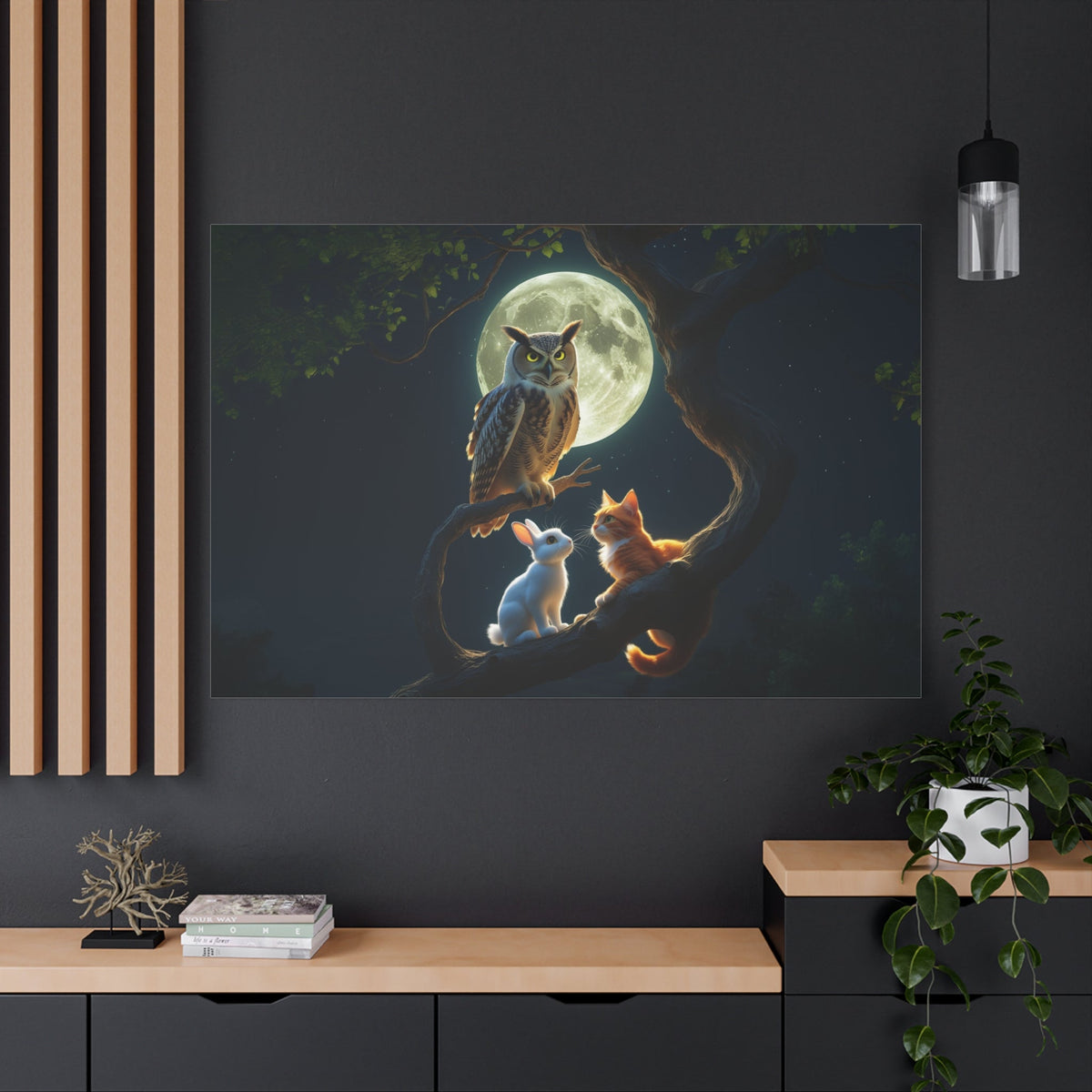 Moonlit Owl Canvas Wall Art – Luxury Night Forest Wildlife Canvas Print - ART OF ROYALS