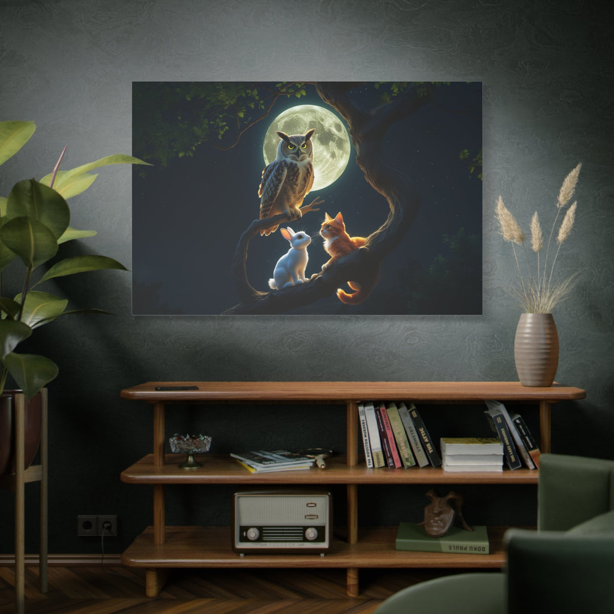 Moonlit Owl Canvas Wall Art – Luxury Night Forest Wildlife Canvas Print - ART OF ROYALS