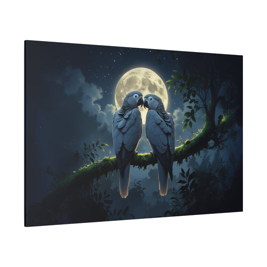 Moonlit Parrot Canvas Wall Art – Luxury Tropical Bird Wildlife Canvas Print - ART OF ROYALS