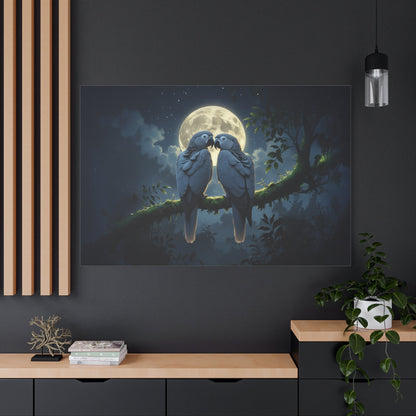 Moonlit Parrot Canvas Wall Art – Luxury Tropical Bird Wildlife Canvas Print - ART OF ROYALS