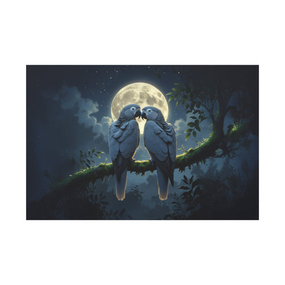 Moonlit Parrot Canvas Wall Art – Luxury Tropical Bird Wildlife Canvas Print - ART OF ROYALS