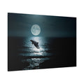 Moonlit Serenity – Dreamy Dolphin Seascape at Night Canvas Wall Art