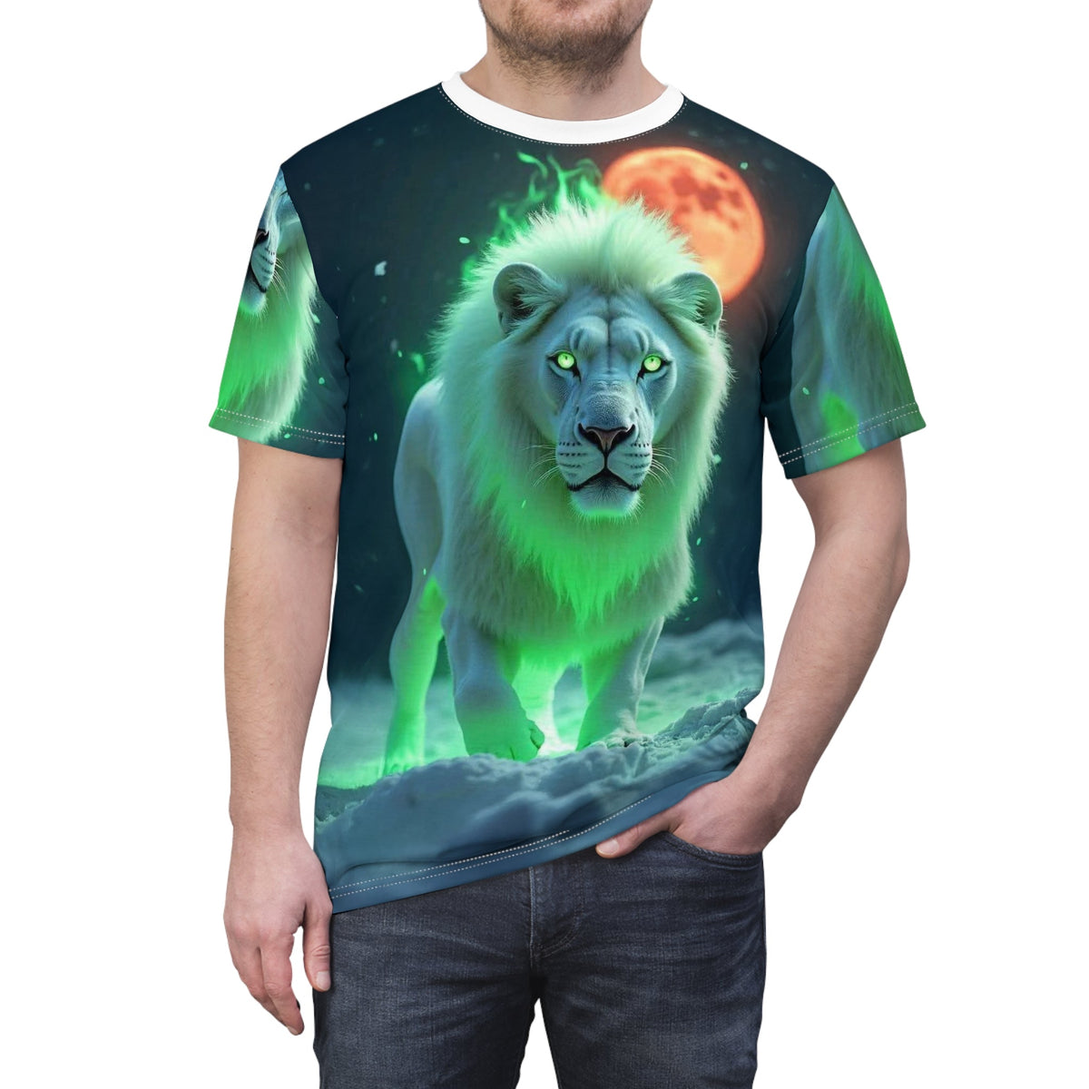 Mystic Moonlight Lion – Glowing Spirit T-Shirt - ART OF ROYALS