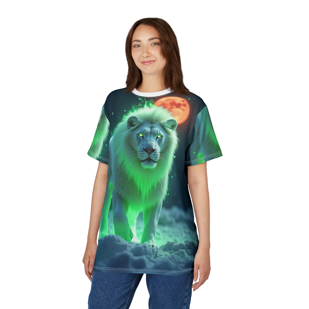 Mystic Moonlight Lion – Glowing Spirit T-Shirt - ART OF ROYALS