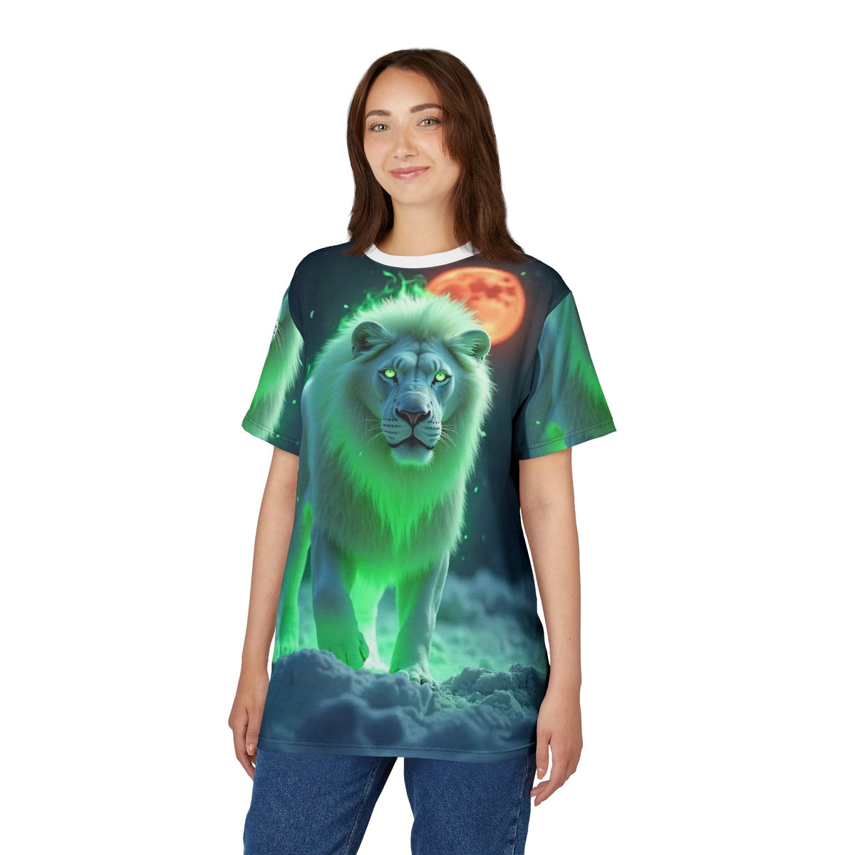 Mystic Moonlight Lion – Glowing Spirit T-Shirt - ART OF ROYALS