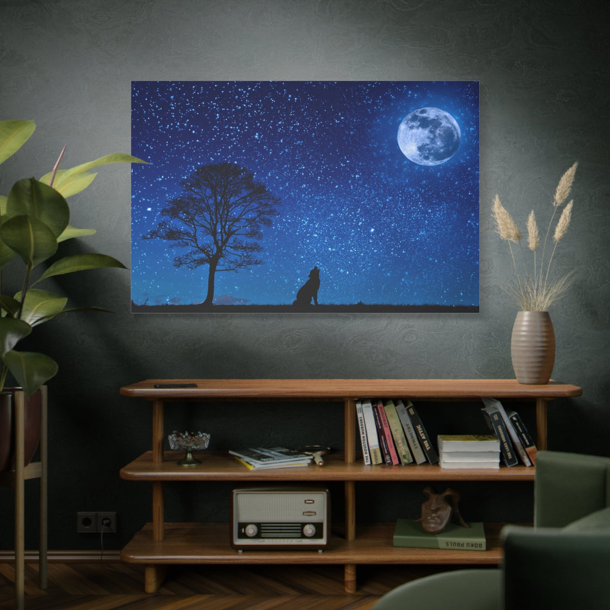 Mystical Wolf Howling at the Moon - ART OF ROYALS