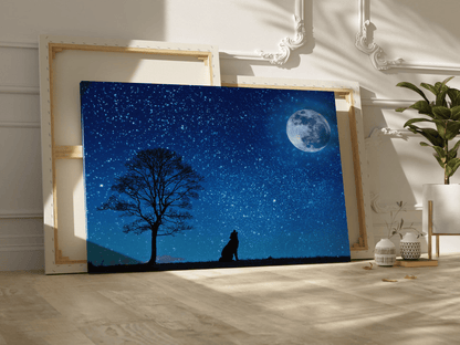 Mystical Wolf Howling at the Moon - ART OF ROYALS