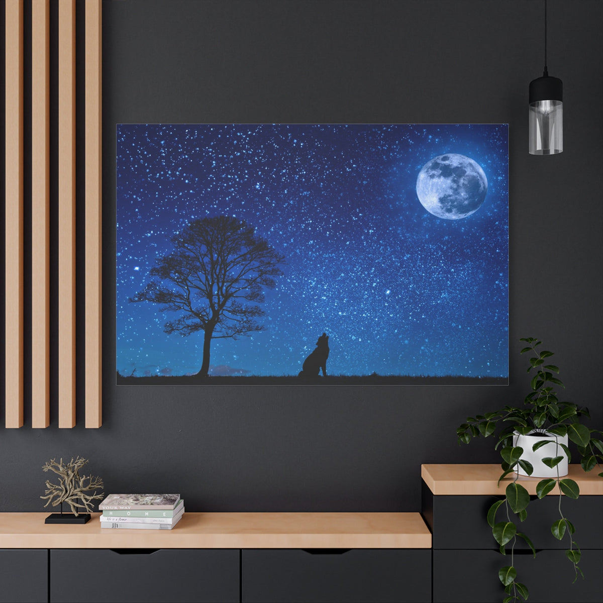 Mystical Wolf Howling at the Moon - ART OF ROYALS