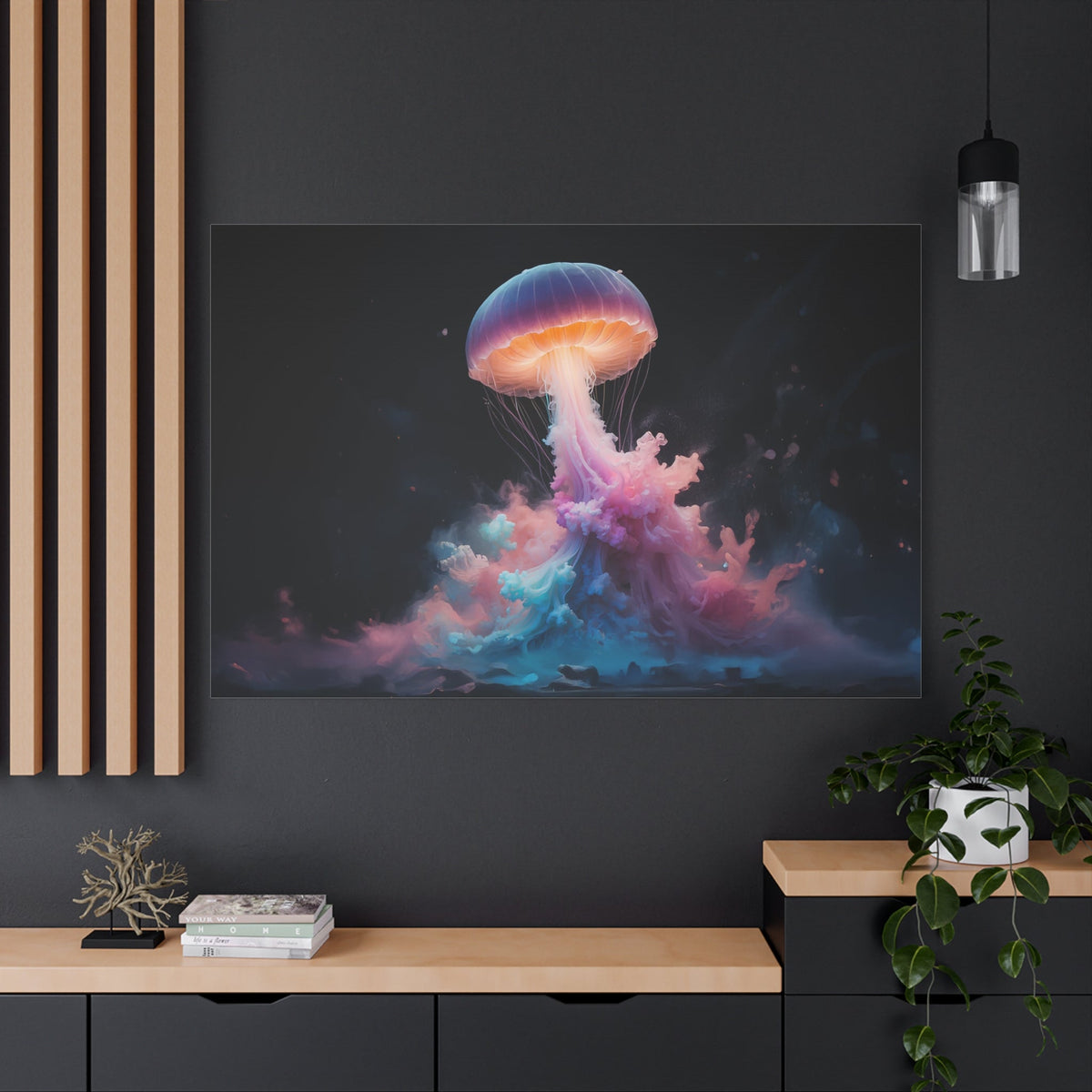 Neon Drifter – The Cosmic Jellyfish Canvas Wall Art - ART OF ROYALS