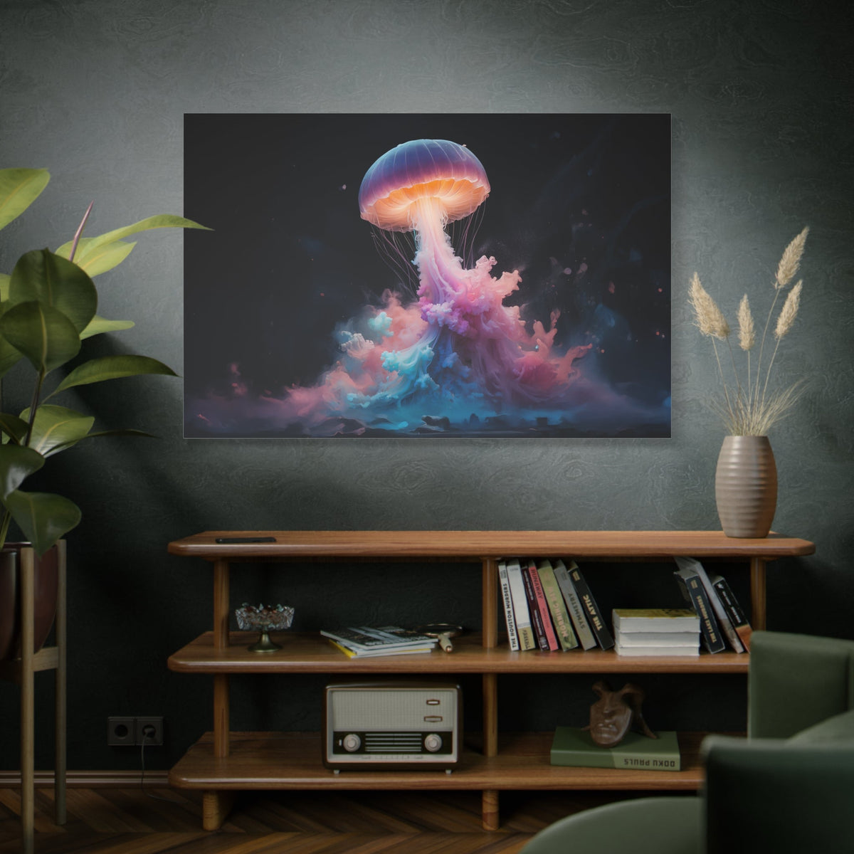 Neon Drifter – The Cosmic Jellyfish Canvas Wall Art - ART OF ROYALS