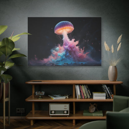 Neon Drifter – The Cosmic Jellyfish Canvas Wall Art - ART OF ROYALS