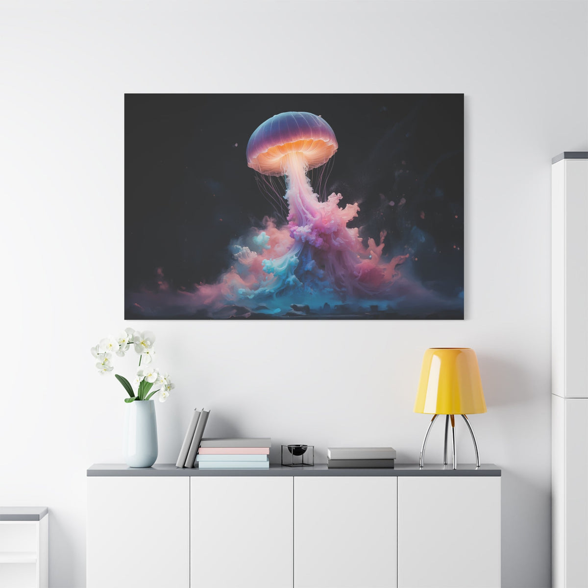 Neon Drifter – The Cosmic Jellyfish Canvas Wall Art - ART OF ROYALS
