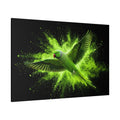 Neon Green Parrot Burst Canvas Wall Art – Dynamic Abstract Tropical Bird Painting