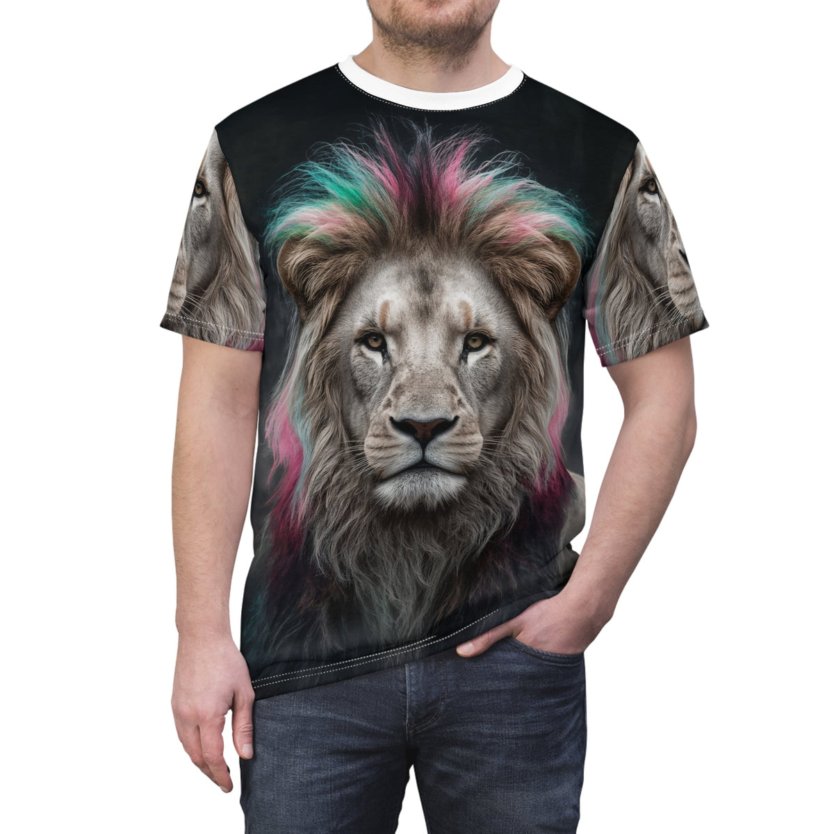 🎨 Neon Mane Lion – Vibrant Majesty T-Shirt - ART OF ROYALS