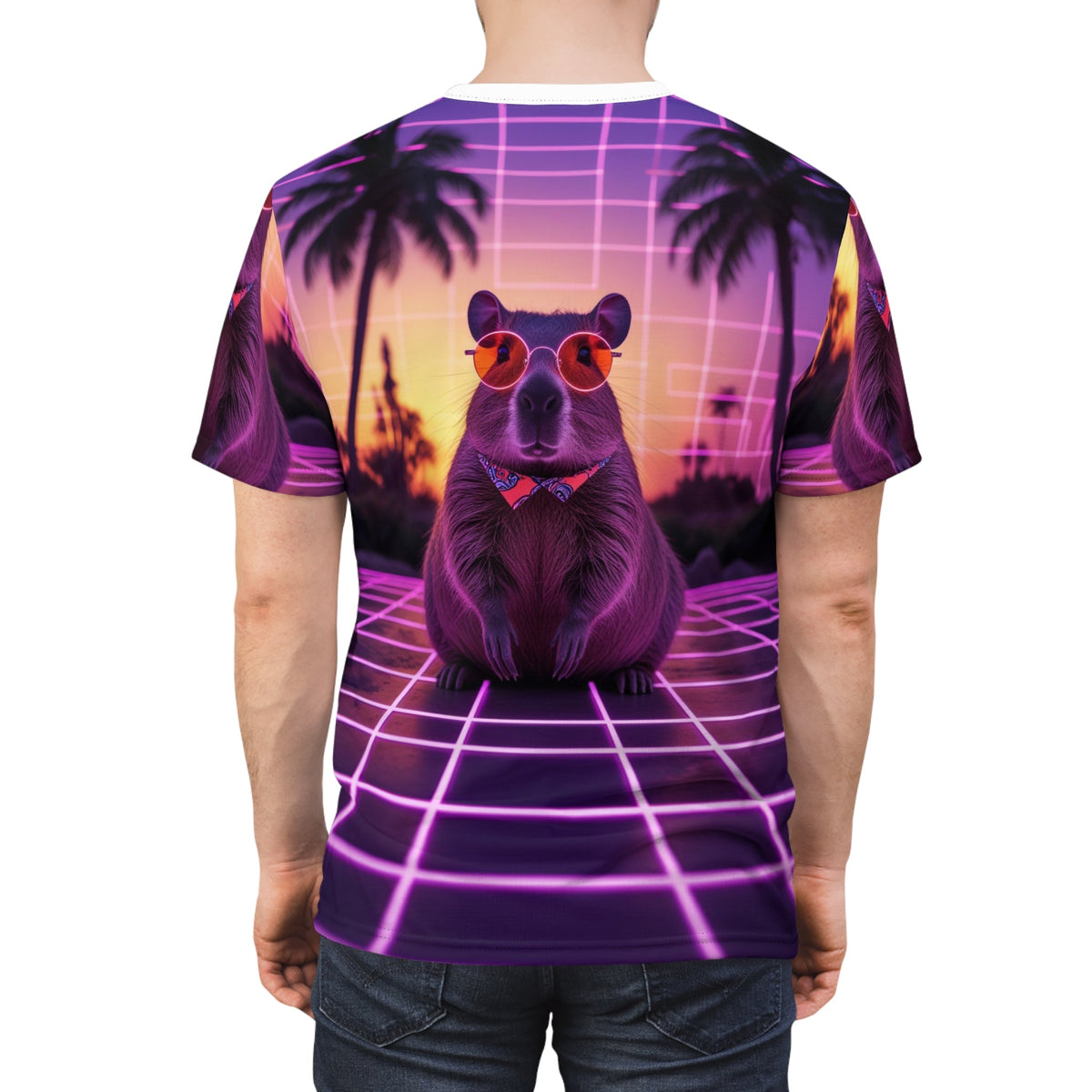 Neon Nights: Retro Capybara with a Cyberpunk Glow - ART OF ROYALS