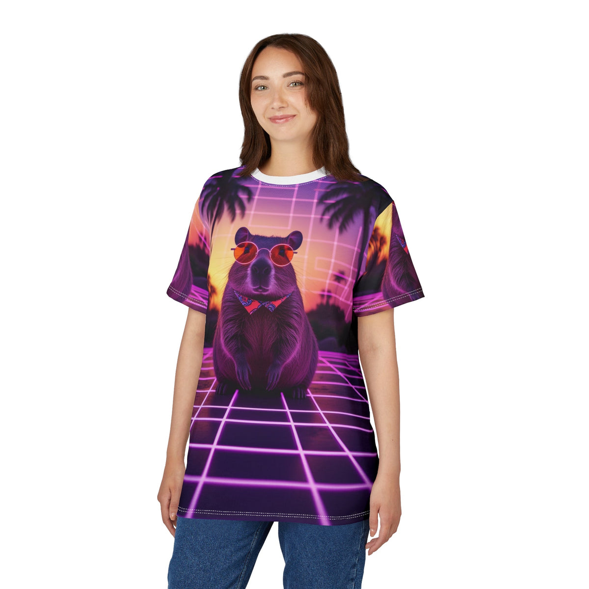 Neon Nights: Retro Capybara with a Cyberpunk Glow - ART OF ROYALS