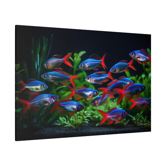 Neon Tetra Canvas Wall Art – Radiant Aquarium Beauty - ART OF ROYALS