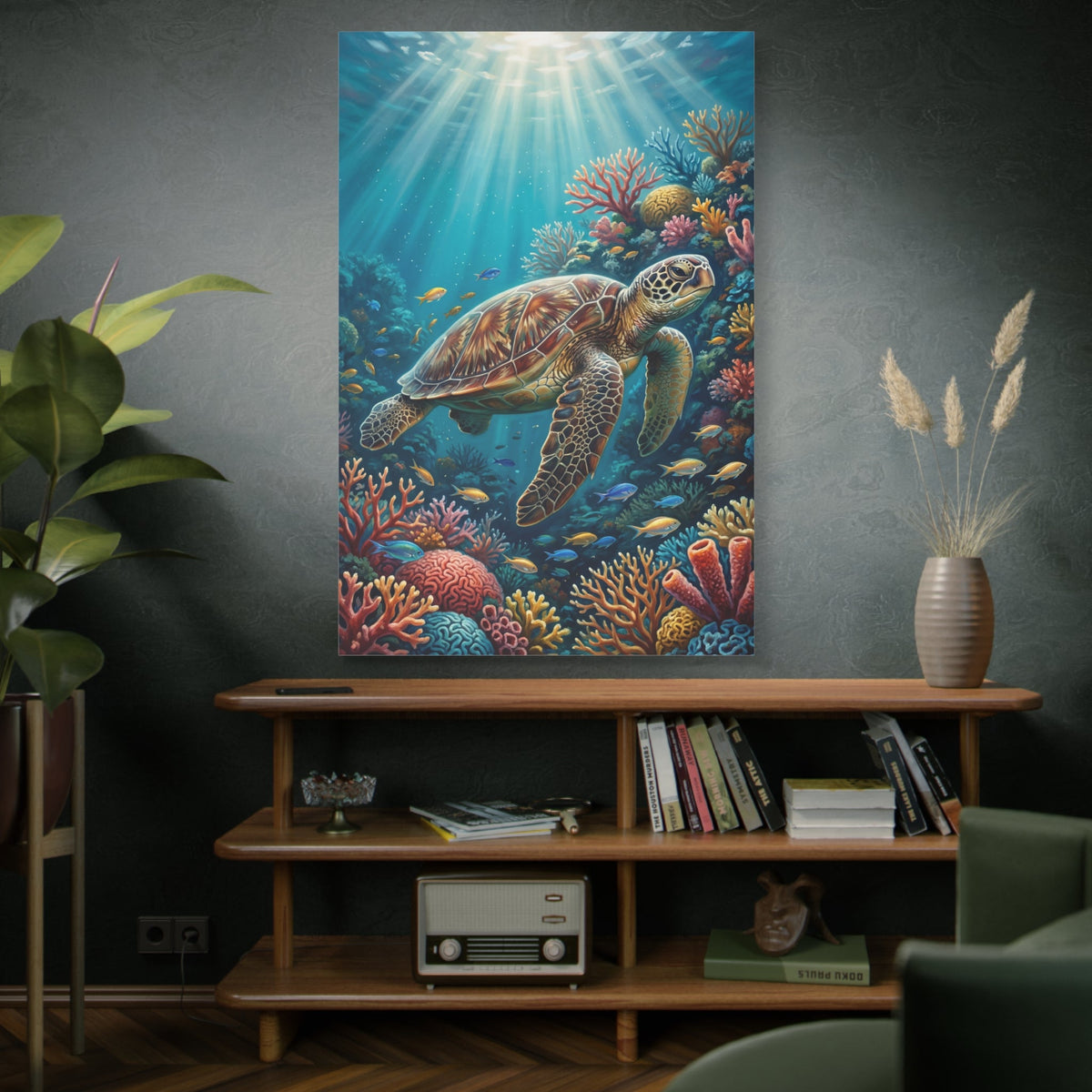 Ocean Grace Sea Turtle Canvas Wall Art – Coastal Marine Life Wall Decor for Beach House Interiors - ART OF ROYALS