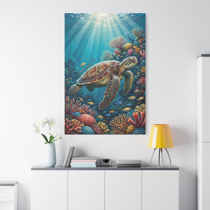 Ocean Grace Sea Turtle Canvas Wall Art – Coastal Marine Life Wall Decor for Beach House Interiors - ART OF ROYALS