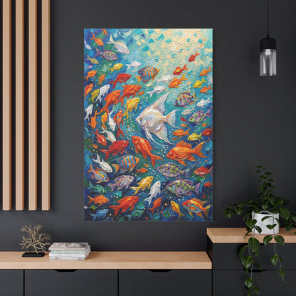 Ocean Kaleidoscope Fish Canvas Wall Art – Colorful Coastal Marine Wall Decor for Modern Interiors - ART OF ROYALS