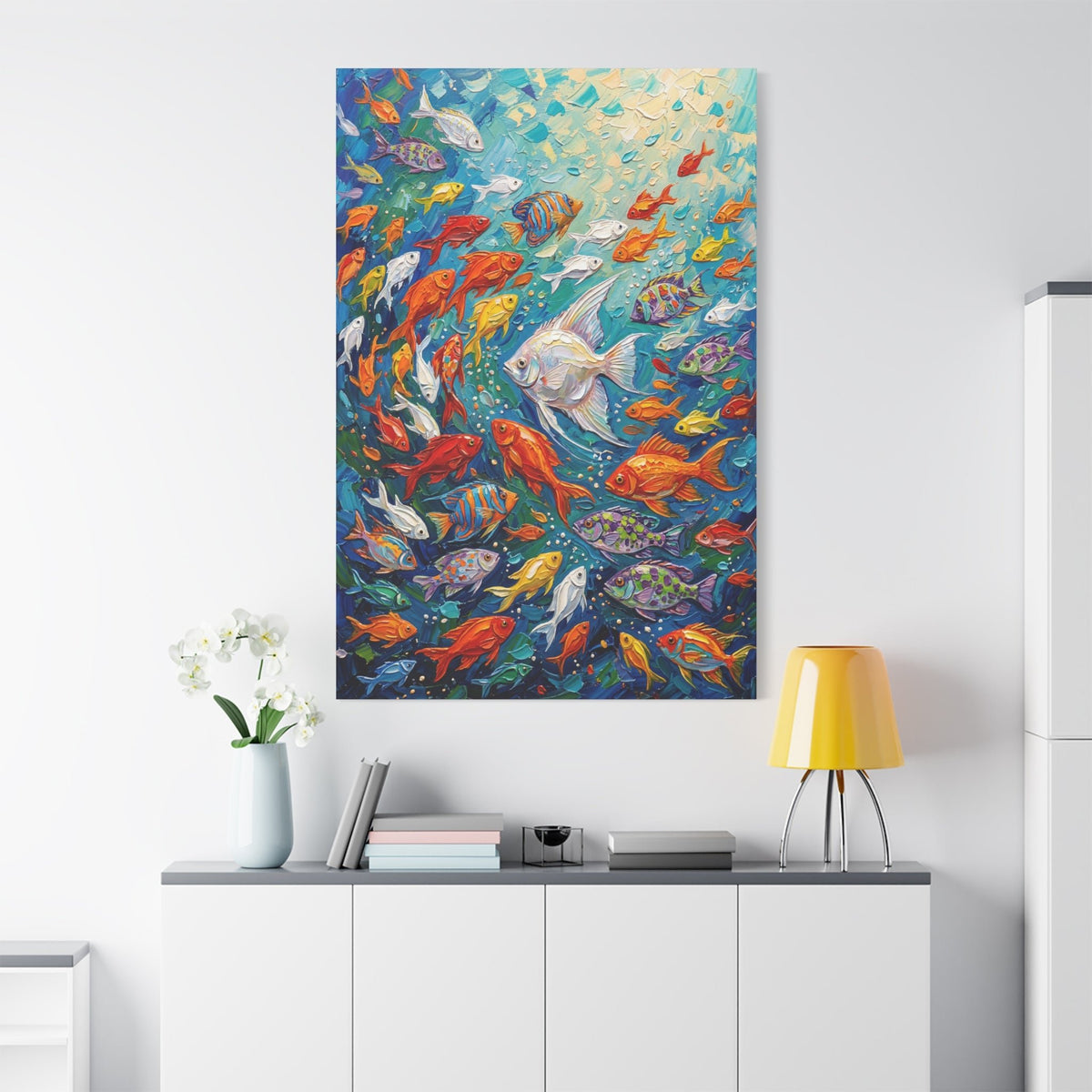 Ocean Kaleidoscope Fish Canvas Wall Art – Colorful Coastal Marine Wall Decor for Modern Interiors - ART OF ROYALS