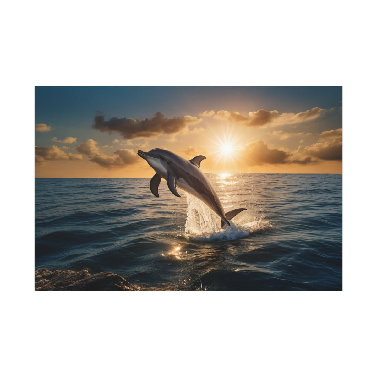 Ocean’s Leap – The Free Spirit Dolphin Canvas Wall Art - ART OF ROYALS