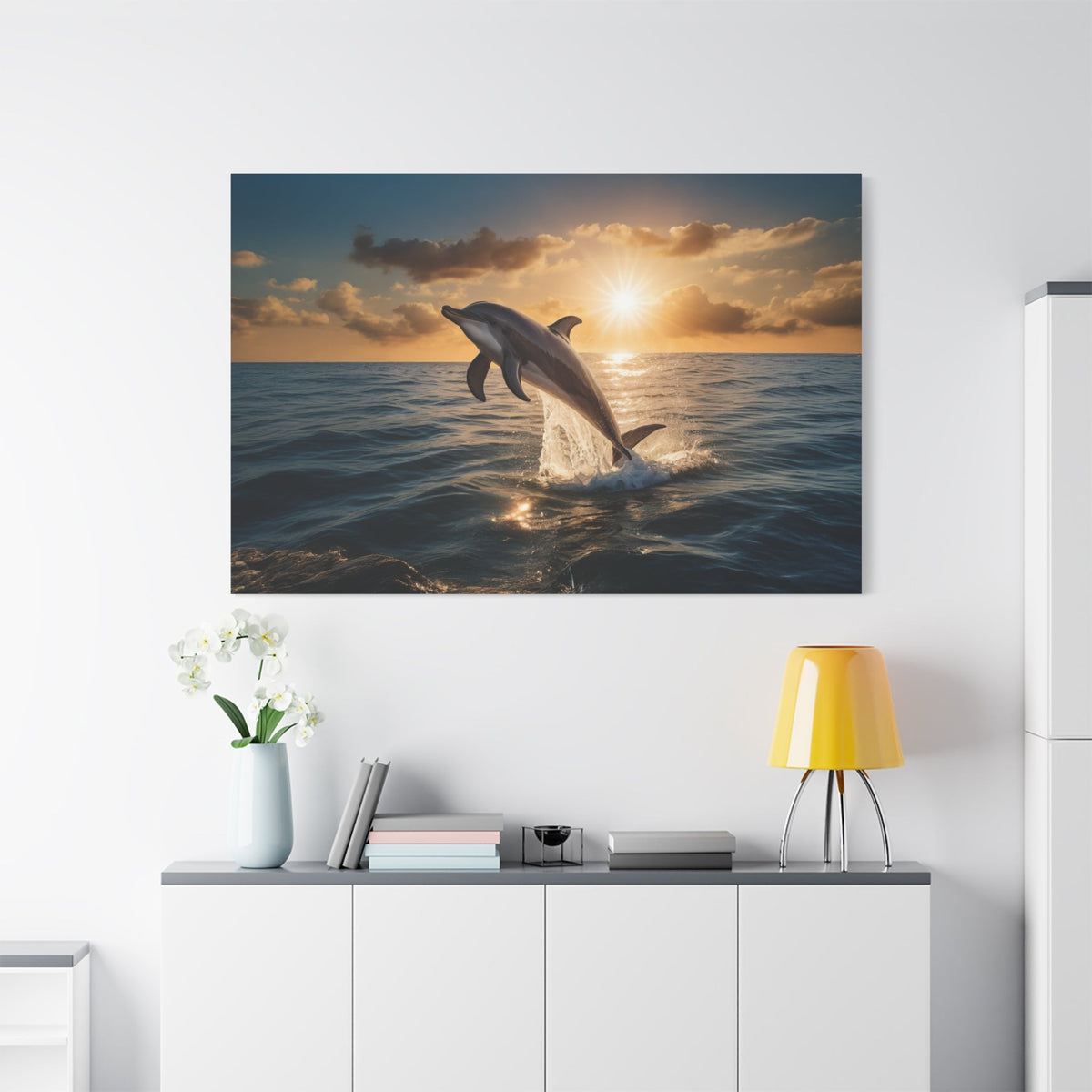 Ocean’s Leap – The Free Spirit Dolphin Canvas Wall Art - ART OF ROYALS