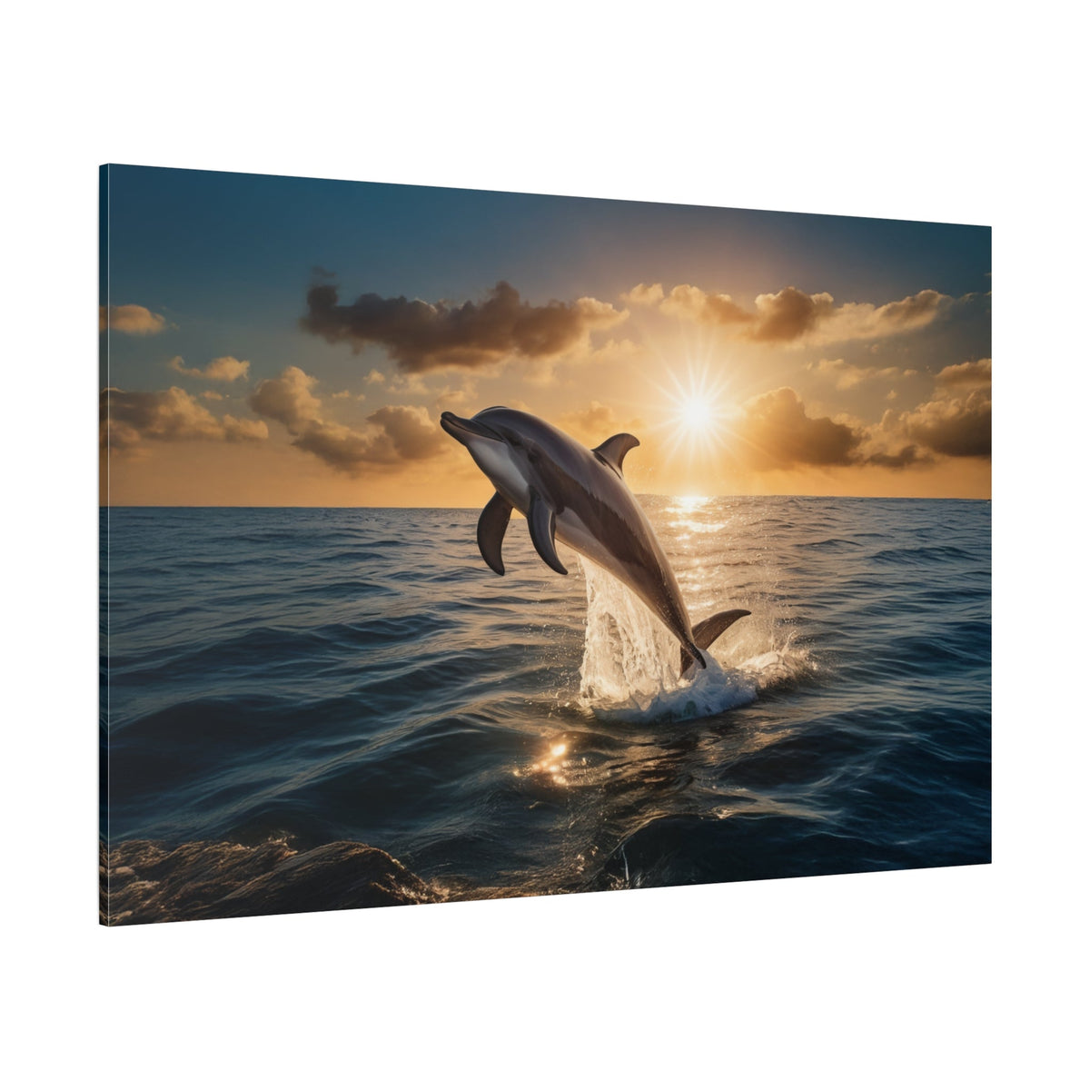 Ocean’s Leap – The Free Spirit Dolphin Canvas Wall Art - ART OF ROYALS