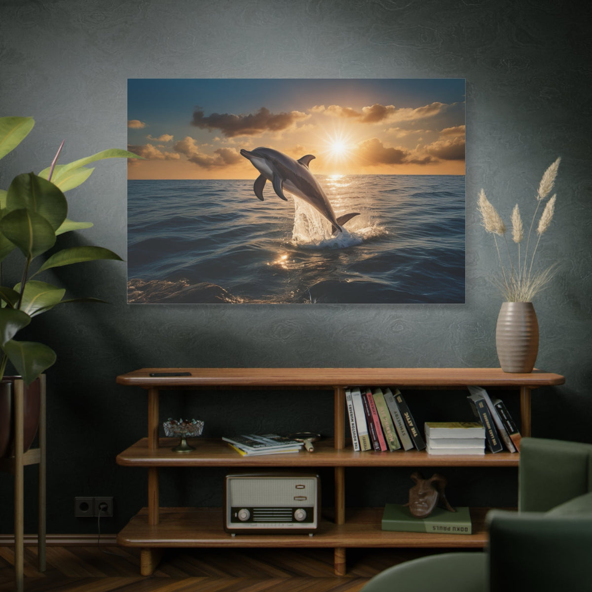 Ocean’s Leap – The Free Spirit Dolphin Canvas Wall Art - ART OF ROYALS