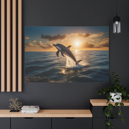 Ocean’s Leap – The Free Spirit Dolphin Canvas Wall Art - ART OF ROYALS