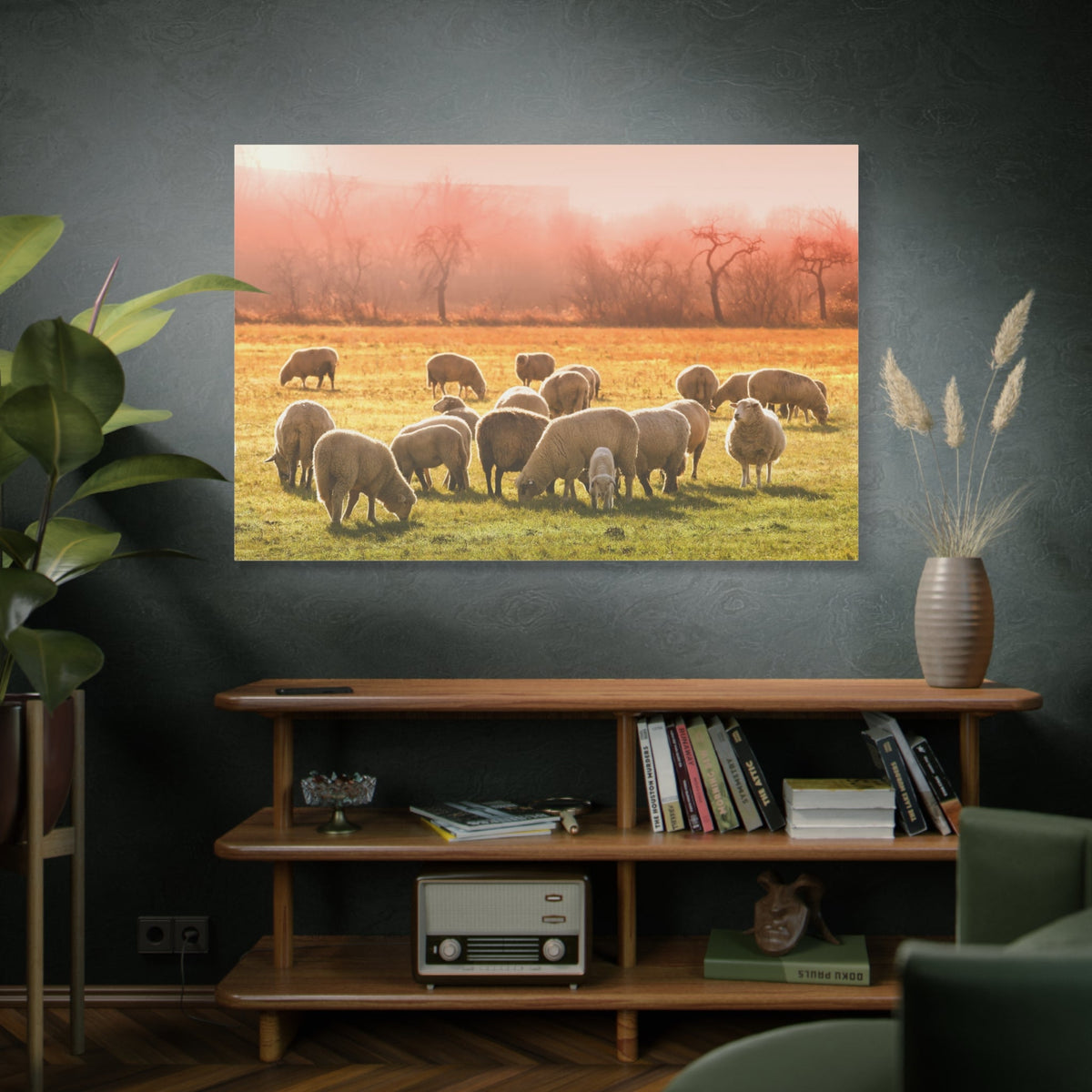 Peaceful Sheep Flock Canvas Wall Art – Tranquil Countryside Serenity - ART OF ROYALS